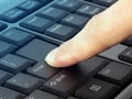 Finger pressing Enter button on the black keyboard Royalty Free Stock Photo