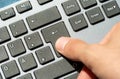 Finger pressing the enter key on a sleek, modern design keyboard, confirmation, command execution, chatting and sending a message Royalty Free Stock Photo