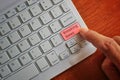 Finger pressing keyboard with text Breaking News Royalty Free Stock Photo