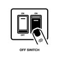 Finger pressing off switch icon Royalty Free Stock Photo