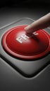 Finger Pressing Red Button on Control Panel Royalty Free Stock Photo