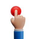Finger Pressing a Red Button Minimalist 3D Rendering in a Soft And Smooth Renderer Royalty Free Stock Photo