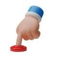 Finger Pressing a Red Button Minimalist 3D Rendering in a Soft And Smooth Renderer Royalty Free Stock Photo