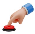 Finger Pressing a Red Button Minimalist 3D Rendering in a Soft And Smooth Renderer Royalty Free Stock Photo
