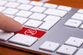 Finger pressing on red button with stop terrorism word and sign Royalty Free Stock Photo