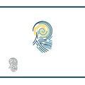 Finger Print as The Starry Night by Vincent van Gogh Logo vector template. Fine art and modern technologies Royalty Free Stock Photo