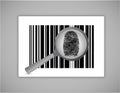 Finger Print Barcode with magnifying glass