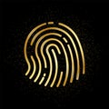 Finger, print gold icon. Vector illustration of golden particle background