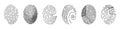 Finger print icon biometric id, unique scan, line signature on white background. Touch id identity, scanner