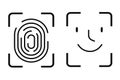 Finger print icon biometric id, unique scan, line signature on white background. Touch id identity, scanner