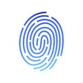 Finger print icon. Digital biometric fingerprint for verification and authentication. Thumb, line pattern for security