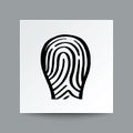 Finger print icon on white square paper and real shadow.