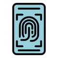 Finger print phone icon color outline vector Royalty Free Stock Photo