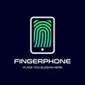 Finger print phone vector logo template. This design use modern style. Suitable for secure identity