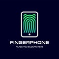 Finger print phone vector logo template. This design use modern style. Suitable for secure identity Royalty Free Stock Photo