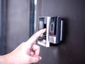 Finger print scan for unlock door security system Royalty Free Stock Photo