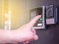 Finger print scan for unlock door security system Royalty Free Stock Photo