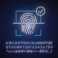 Finger print scanner neon light icon Royalty Free Stock Photo