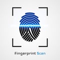 Finger-print Scanning Identification System. Biometric Authorization and Business Security Concept. Vector illustration Royalty Free Stock Photo