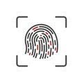 Finger print scanning process vector icon. Abstract Fingerprint isolated logo on white background Royalty Free Stock Photo