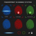 Finger print scanning system. Vector illustration. Royalty Free Stock Photo