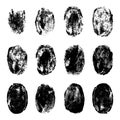 Finger prints. Human realistic black ink fingerprints. Grunge hand mark texture. Identification individual imprint thumb