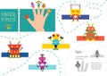 Finger puppet vector robots. Cut and glue educational worksheet for little children