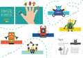 Finger puppet vector robots. Cut and glue educational worksheet for preschool or school kids