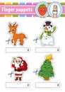 Finger puppets. Activity Game for kids. Cute characters. Cartoon style. Christmas theme. Color vector illustration Royalty Free Stock Photo