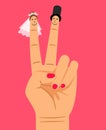 Finger puppets of bride and groom