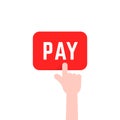 Finger push on red pay button icon Royalty Free Stock Photo