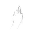 Finger pushing a button. Linear vector illustration