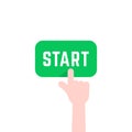 Finger pushing green start button Royalty Free Stock Photo