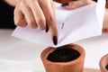 Tiny Treasures: Delicate Cactus Seed Sowing in Terracotta Pot