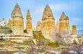 Finger rock formations, Goreme, Cappadocia, Turkey Royalty Free Stock Photo