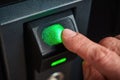 Finger scanning process at a secure access point for identification purposes in a modern facility Royalty Free Stock Photo