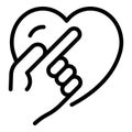 Finger show heart icon, outline style Royalty Free Stock Photo