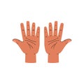 Finger sign ten 10 number, communication gesture, count infographic, hands gesture even number vector illustration