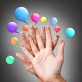 Finger smileys with colorful speech bubbles Royalty Free Stock Photo