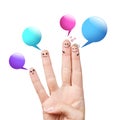 Finger smileys with colorful speech bubbles Royalty Free Stock Photo