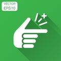 Finger snap icon in flat style. Fingers expression vector illustration with long shadow. Snap gesture business concept Royalty Free Stock Photo