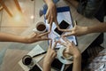 The finger star shape from teamwork,the collaborator concept,united hands team,successful and unity of team Royalty Free Stock Photo