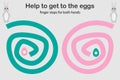 Finger steps for both hand, help the bunny to get to the eggs, simultaneous development of the right and left hemispheres of the