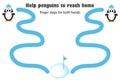 Finger steps for both hand, help the penguin to reach home, simultaneous development of the right and left hemispheres of the