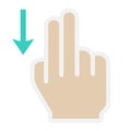 2 finger Swipe down flat icon, touch and gesture