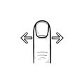 Finger swipe gestures hand drawn outline doodle icon.