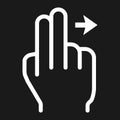 2 finger Swipe right line icon, touch and gesture