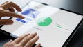 Finger Tapping Confirm Button on Tablet Displaying Workflow Completion image photo Royalty Free Stock Photo