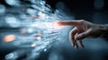 Finger technology digital data futuristic innovation glowing abstract touch hand Royalty Free Stock Photo