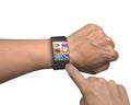 Finger touch apps on ultra-lightweight curved-screen smart watch